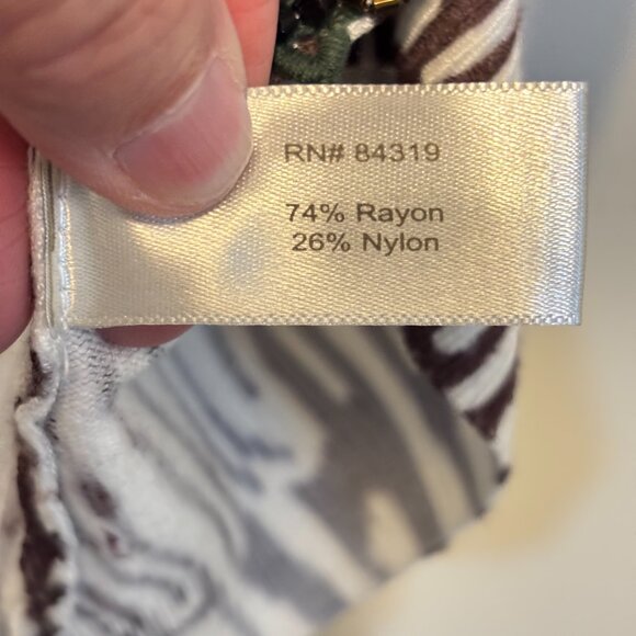 Boston Proper Beaded Brown White Animal Print Cardigan - Picture 12 of 13